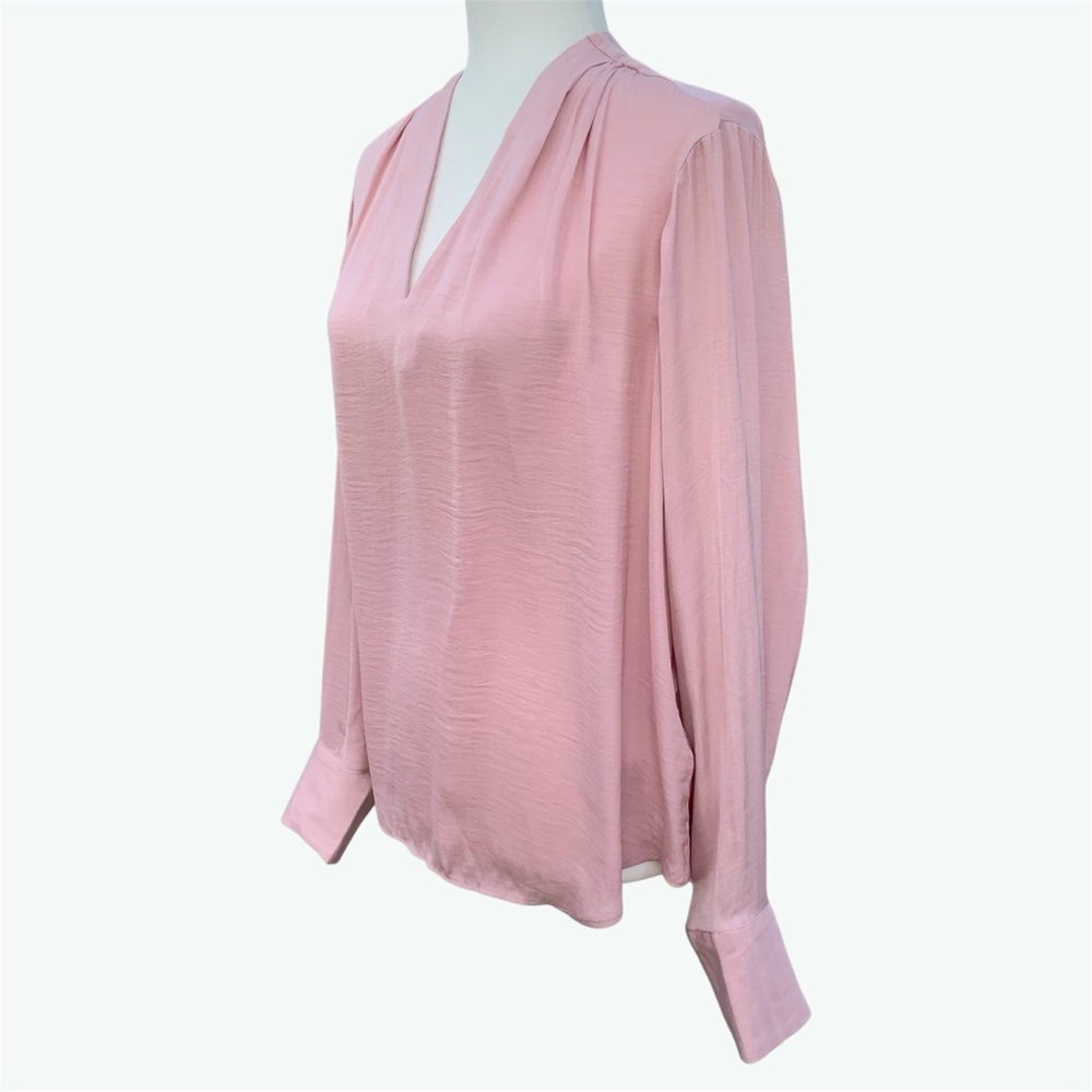 RACHEL Rachel Roy Silky Light Pink V-Neck Long Sleeve Blouse ~ Women’s XL - Picture 4 of 8